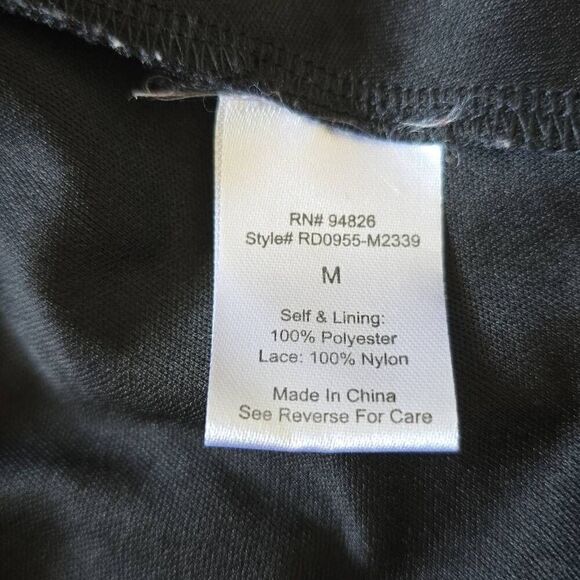 Tempted black floral a-line shift dress with lace open back, EUC, Sz. M - Picture 8 of 8